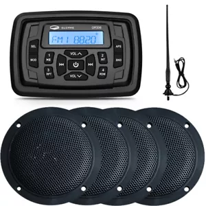 Morski odbiornik stereo Bluetooth i wodoodporne głośniki łodzi 2 pary i antena - Zdjęcie 1 z 12