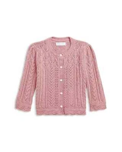Ralph Lauren Wool Blend Mixed Knit Cardigan Baby Girls' 3-6Mos Pink Long Sleeve - Picture 1 of 17