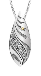 DEVATA Sterling Silver & 18K Gold CZ Marquis Pendant Necklace - Picture 1 of 4