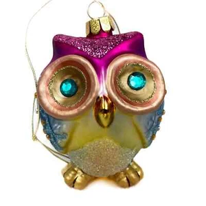 Bejeweled, Multicolored Metallic, Sparkling, Glass Owl Ornament - Picture 1 of 10