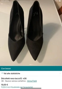 Décolleté Nero Scamosciato Anna Field tg 36. Tacco 12. Nuovo Mai Indossato - Foto 1 di 5