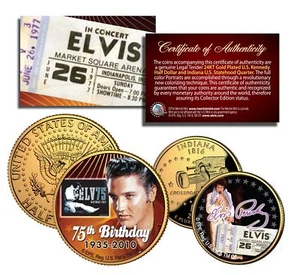 ELVIS PRESLEY Indiana Quarter and JFK Half Dollar 2-Coin Set OFFICIALLY LICENSED - Picture 1 of 1