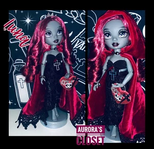 Abito Rainbow High personalizzato Luna vampiro tinto capelli velluto mantello pizzo borsa cuore - Foto 1 di 8