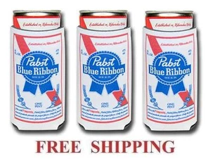 PABST BLUE RIBBON 3 PBR 16oz BEER CAN COOLERS KOOZIE COOLIE HUGGIE NEW - Picture 1 of 1
