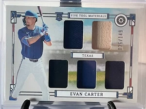 2024 Panini Boys of Summer Evan Carter Relic FIve Tool 036/149 Texas Rangers - Bild 1 von 2