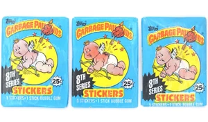 1987 New Garbage Pail Kids Sticker Cards NOS Wax Pack 8 8th Series Topps LOT 3 - Picture 1 of 4