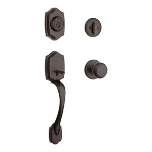 Kwikset 96870-100 Belleview Front Door Lock Handle and Deadbolt Set, Brown - Picture 1 of 7