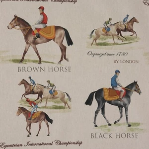 The Jockeys Derby Horse Racing Cotton/Linen Fabric Double Width 280cm Upholstery - Picture 1 of 5