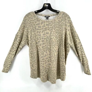 Buffalo David Bitton Women's Soft Animal Print Knit Sweater Size Medium Gray Tan - Picture 1 of 11