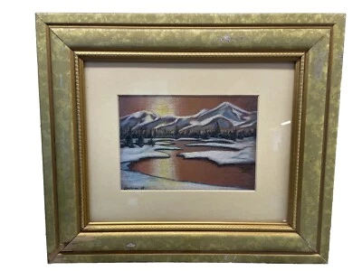 Hermoso Antiguo Lápiz Dibujo Montaña Por Barbara 85 Marco De Colección Arte Original  Foto 1 de 4