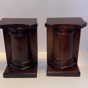 Pair of Restoration Hardware Solid Wood Pillar Columns 9" Bookends Made in India - Picture 1 of 13