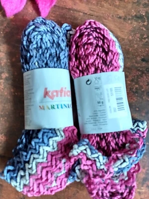 2 x 50 g Katia Martinica  Col. 202  blau/ weiß/rosa - Bild 1 von 3