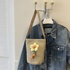 Women Crossbody Bag Bucket Straw Fashionalbe Make Up Cosmetic Bag(Khaki Style A)