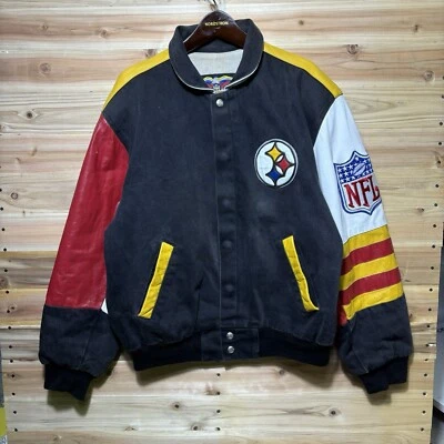 Vintage Pittsburgh Steelers Jeff Hamilton Leather Varsity Jacket Mens S NFL JH - Image 1 of 4