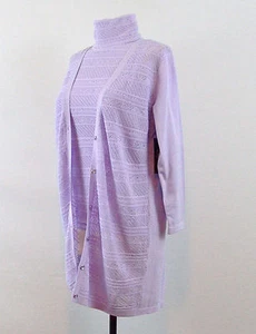 MAGLIONE CARDIGAN LILLA ECCETERA NUOVO CON ETICHETTE $390 o COLLO ALTO taglia XS S M L - Foto 1 di 18