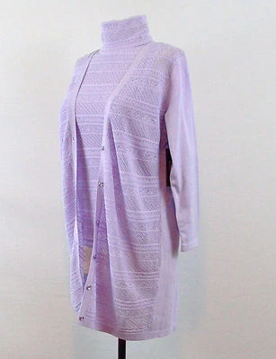 NUEVO CON ETIQUETAS $390 ETCETERA LILA CÁRDIGAN SUÉTER o CUELLO TORTUGA talla XS S M L Foto 1 de 4