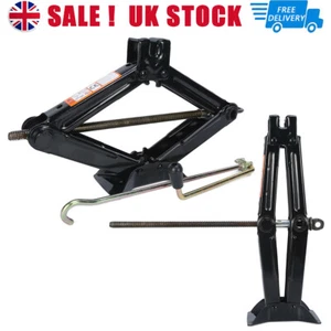 Scissor Jack Black 2 Ton Tonne Stand Lift Wind Up Van Car Garage Workshop Tool - Picture 1 of 12