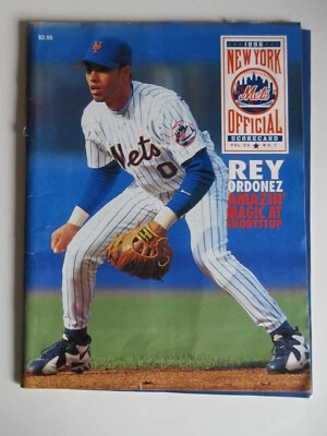 1996  NEW YORK METS vs ATLANTA BRAVES Program REY ORDONEZ and 3 ticket stubs - Image 1 of 4