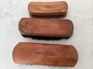 Lot Of 3 1950s Vintage 8" Horsehair Shoe Shine Brushes Empire National USA Wood - Picture 1 of 7