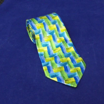 Corbata de seda abstracta J Garcia Vibrant Blue Mountain Collection Thirty Eight 2004 Foto 1 de 4