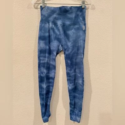 Free People Movement Good Karma Blue White Tie Dye High Rise Yoga Leggings M/L - Image 1 of 4