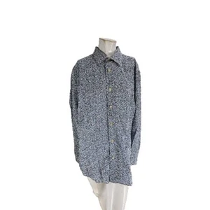 Paul Smith Men's Shirt 17.5 Blue Rose Print Floral Cotton Button Down - Picture 1 of 7