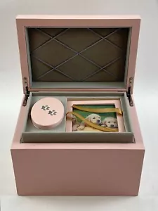 Dog Urn for Ashes Pink Wooden Pet Keepsake with Photo Frame Memory Box - Picture 1 of 11