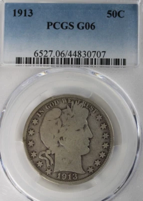 1913 Barber Half Dollar : PCGS G06 - Image 1 of 4