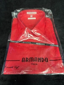 Armando Dress Shirt 17.5 34-35 Red Long Sleeve Convertible Cuff New Free Ship - Picture 1 of 4