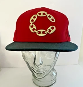 Crooks & Castles Gold Emblem Chain Fitted 7 5/8 Red with Green Flat Brim New Era - Picture 1 of 16