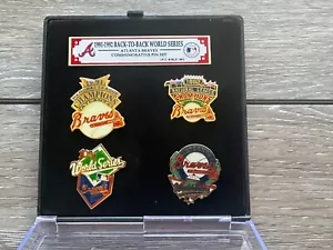 1991 1992 Back to Back Atlanta Braves Commemorative Pins Set WORLD SERIES / case - Picture 1 of 12