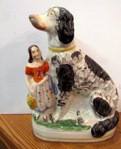 RARO ANTICO STAFFORDSHIRE 19 ° SECOLO INGLESE BIANCO E NERO CAMPATA (EZS002437) - Foto 1 di 12