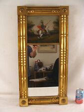 Antique 1830 Federal Reverse Painted Soldier on Horseback Gilt Mirror