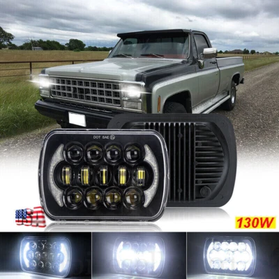 Faro LED haz alto bajo DRL para Chevrolet C10 C20 C30 K10 K20 K30 7x6 pulgadas Foto 1 de 4