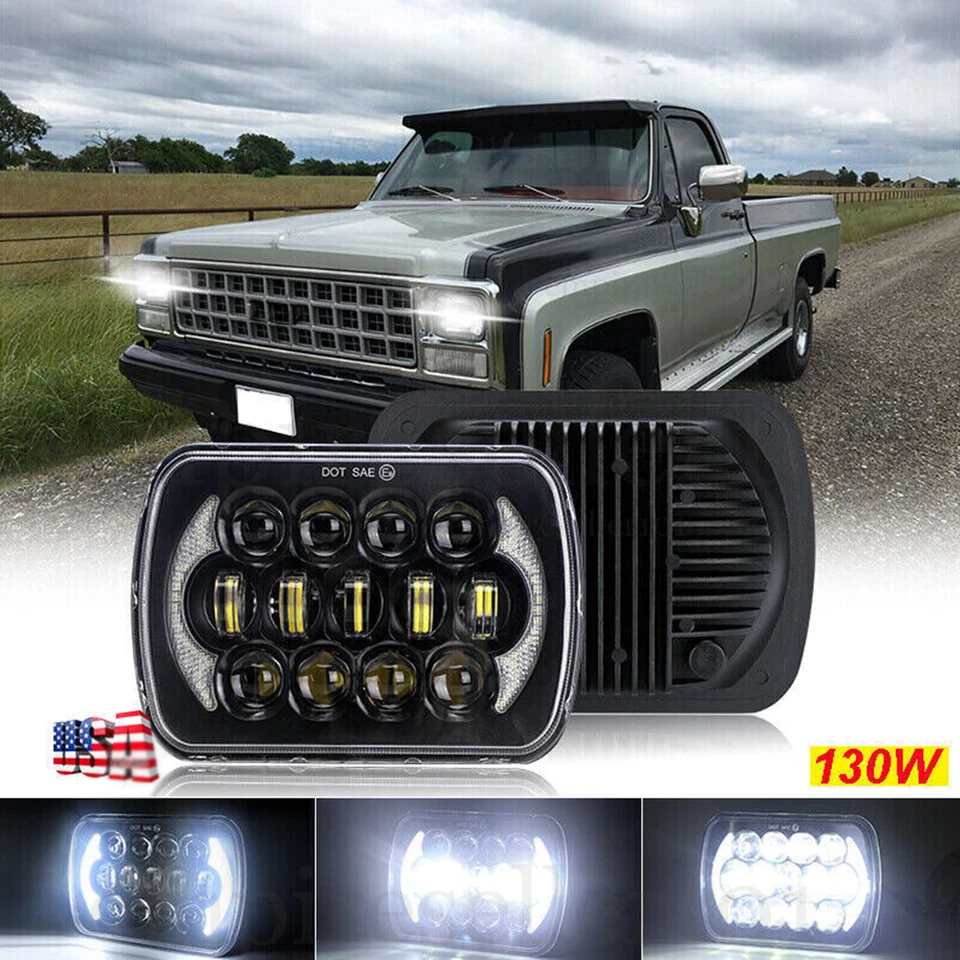 For Chevrolet C10 C20 C30 K10 K20 K30 7x6 inch Led Headlight High Low Beam DRL - Image 1 of 4