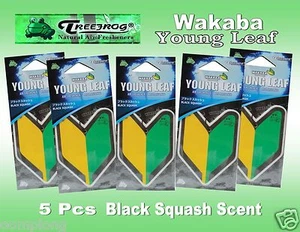 5 Packs Treefrog WAKABA YOUNG LEAF  Car Air Freshener BLACK SQUASH Scent.JDM - Picture 1 of 3