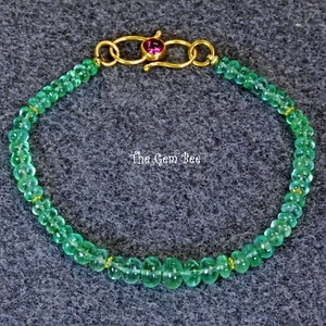 Fine Colombian Emerald 18k Yellow Gold Pink Rubellite Tourmaline Bracelet 7.2" - Picture 1 of 9