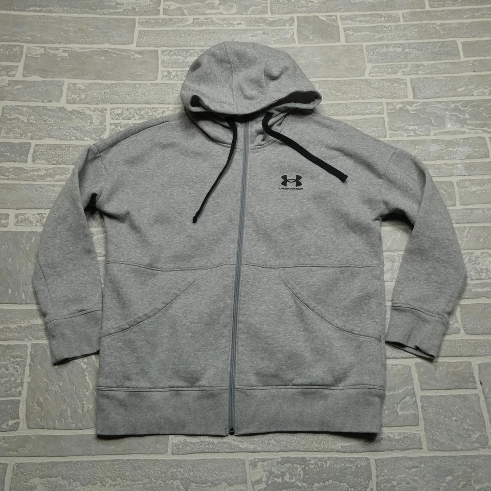 Under Armour Hoodie Womens M Gray Fleece Full Zip Hooded Sweatshirt Loose Fit - Image 1 of 4