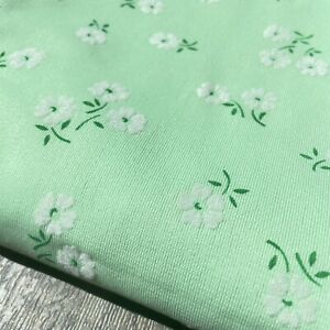 Vintage Flocked Florals on Mint Green KNIT Fabric 3 yards by 60”