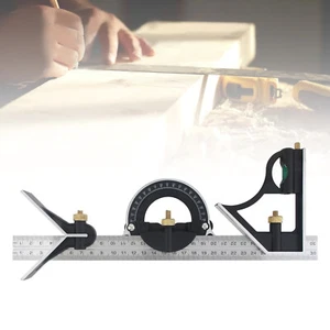 12" Combination Tri- Square Ruler Steel Measuring Angle Tool Rule Protractor US - Picture 1 of 12