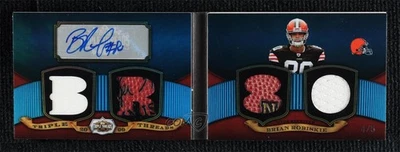 2009 Triple Threads Rookie Rising Relic Book Sapphire /5 Brian Robiskie Auto RC - Image 1 of 2
