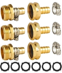 NEU 3 Sets oder 18 Teile Messing Armaturen Garten Wasserschlauch Reparaturset für 1/2" Schlauch - Bild 1 von 5