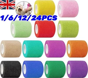 1-24Rolls Cohesive Elastic Bandage Self Adhesive Wrist Ankle Gauze Tape Vet Wrap - Picture 1 of 12