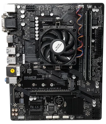 Gigabyte GA-A320M-S2H A8-9600 CPU 8GB DDR4 (2 x 4GB) AM4 Motherboard Bundle - Image 1 of 3