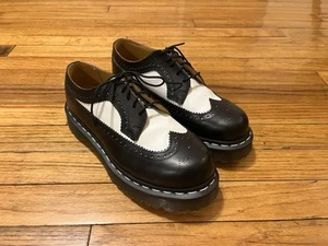 Dr. Martens Doc Wingtip Shoes Men's Sz 7 Oxford  Black White 10458 Brogue NWOB - Picture 1 of 14