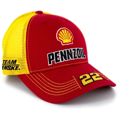 Joey Logano Victory Lane Shell Pennzoil Patrocinador Equipo Malla NASCAR Sombrero Rojo/Amarillo Foto 1 de 4