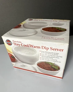 Norpro UNA Porcelain Stay Cool Warm Dip Server 3 Pc Set #295 Open Box 12oz - Picture 1 of 14