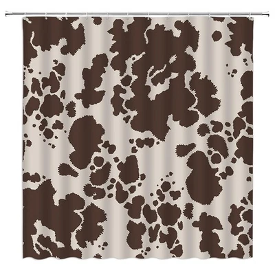 Занавеска для душа из воловьей кожи коричневая молочная коровья кожа принт фермерский дом животное роскошь винт... - Изображение 1 из 4