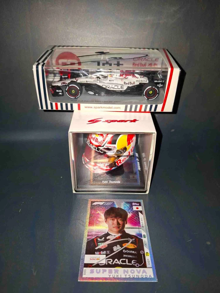 F1 YUKI TSUNODA SIGNED 2025 HELMET CAR TOPPS CARD JAPANESE GP RED BULL FORMULA 1 - Image 1 of 1