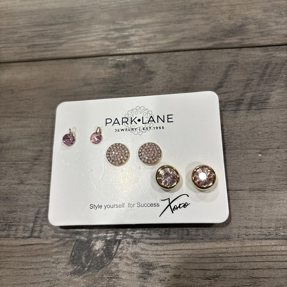 Park Lane Earrings 3 Pairs Gold And Pink Rhinestones  - Изображение 1 из 4